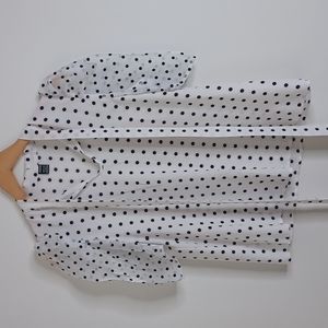 SHEIN POLKA Dot Tie Neck Puff Sleeve Top